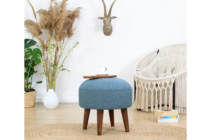 Fredericton Sittepuff 45 cm - Blå - Møbler - Stoler - Krakk - Puff