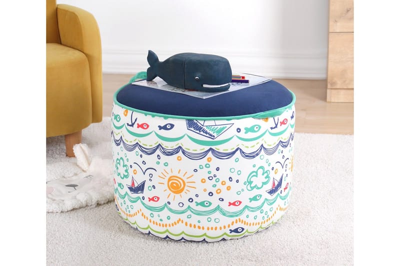 Lachine Barnestittepuff - Blå/Hvit - Møbler - Stoler - Krakk - Puff