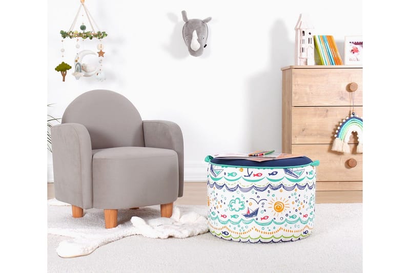 Lachine Barnestittepuff - Blå/Hvit - Møbler - Stoler - Krakk - Puff