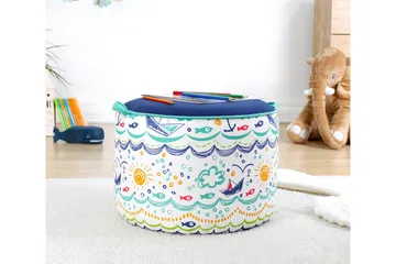 Lachine Barnestittepuff - Blå/Hvit - Møbler - Stoler - Krakk - Puff