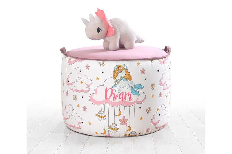 Lachine Barnestittepuff - Rosa/Hvit - Møbler - Stoler - Krakk - Puff