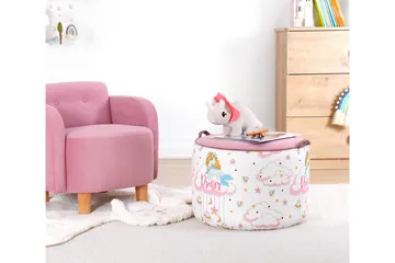 Lachine Barnestittepuff - Rosa/Hvit - Møbler - Stoler - Krakk - Puff