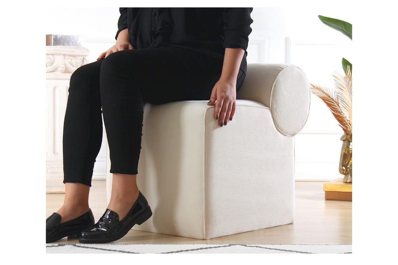 Linburg Sittepuff 45 cm - Cream - Møbler - Stoler - Krakk - Puff