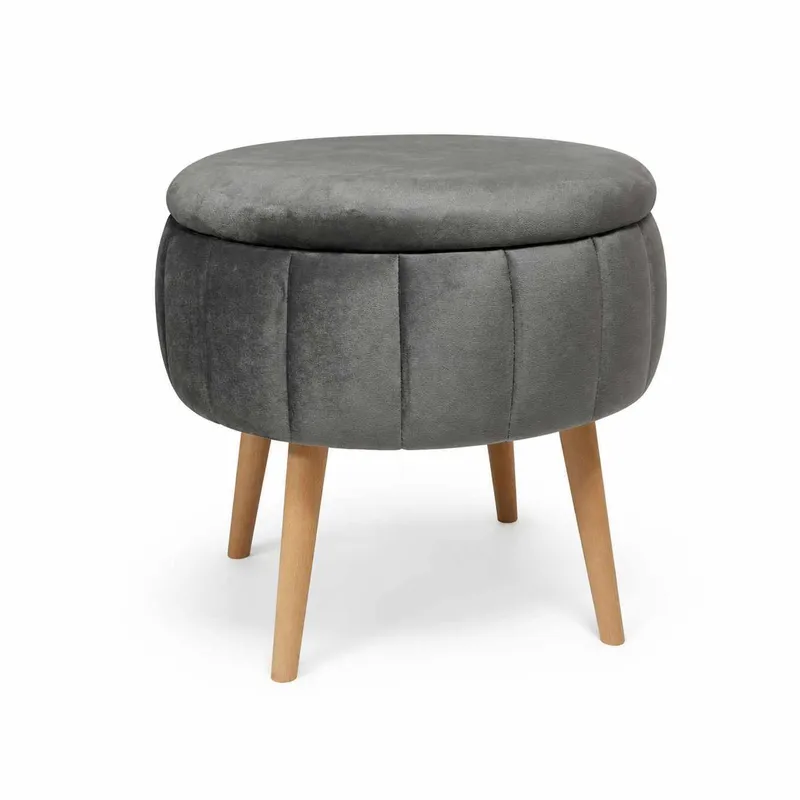 Puff med oppbevaring Atelier Del Sofa Berlin Babyface (Ø45 x H44 cm) Antrasitt, Antrasitt