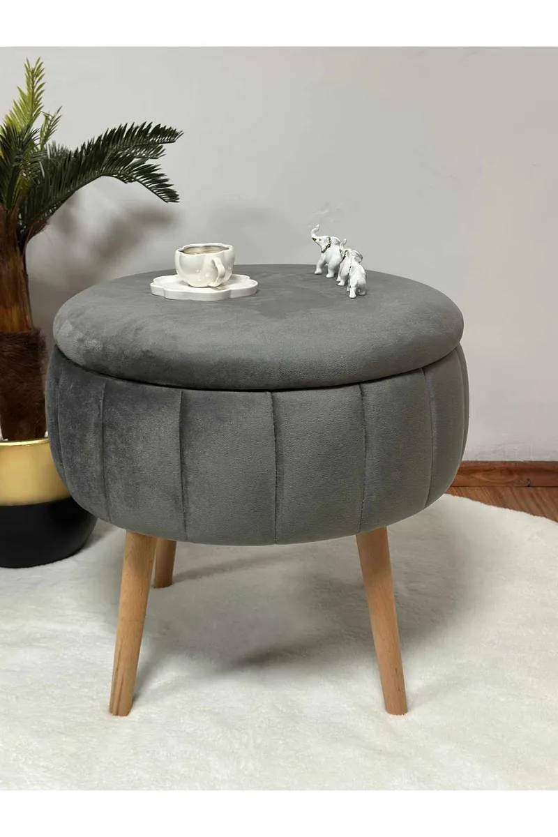 Puff med oppbevaring Atelier Del Sofa Berlin Babyface (Ø45 x H44 cm) Antrasitt - Antrasitt - Møbler - Stoler - Krakk - Puff