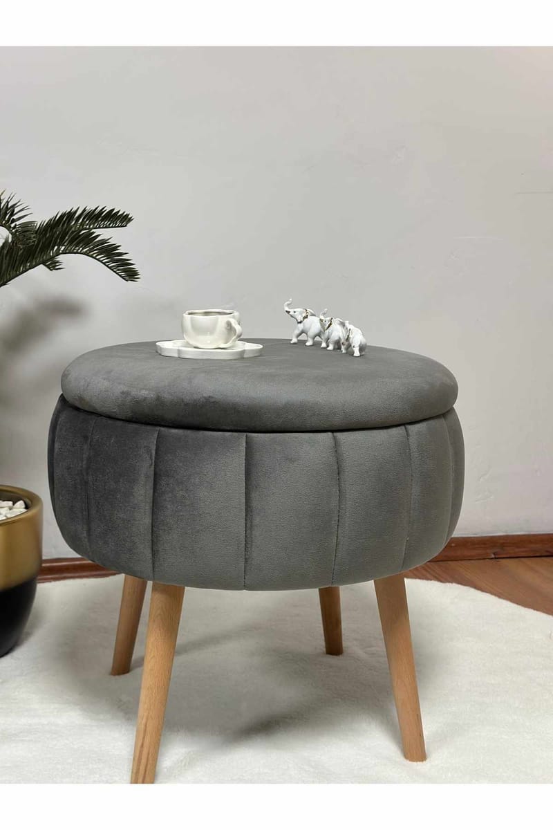 Puff med oppbevaring Atelier Del Sofa Berlin Babyface (Ø45 x H44 cm) Antrasitt - Antrasitt - Møbler - Stoler - Krakk - Puff