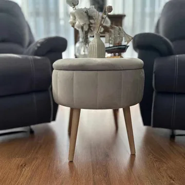 Puff med oppbevaring Atelier Del Sofa Berlin Babyface (Ø45 x H44 cm) Beige - Møbler - Stoler - Krakk - Puff