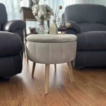 Puff med oppbevaring Atelier Del Sofa Berlin Babyface (Ø45 x H44 cm) Beige - Møbler - Stoler - Krakk - Puff