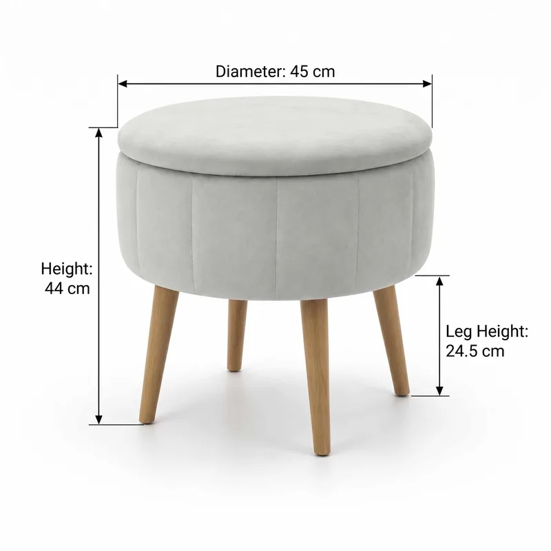 Puff med oppbevaring Atelier Del Sofa Berlin Babyface (Ø45 x H44 cm) Beige - Møbler - Stoler - Krakk - Puff