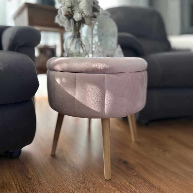 Puff med oppbevaring Atelier Del Sofa Berlin Babyface (Ø45 x H44 cm) Rosa - Møbler - Stoler - Krakk - Puff
