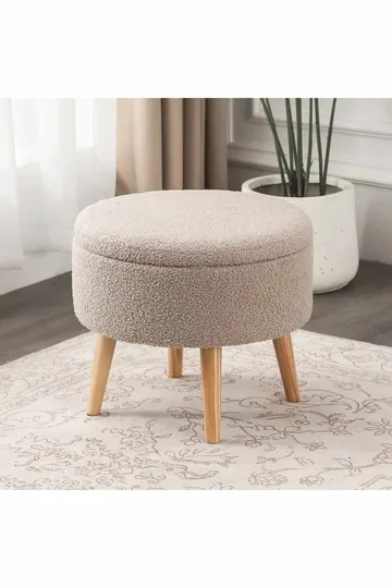 Puff med oppbevaring Atelier Del Sofa Berlin Wellsoft (Ø45 x H44 cm) Beige - Møbler - Stoler - Krakk - Puff