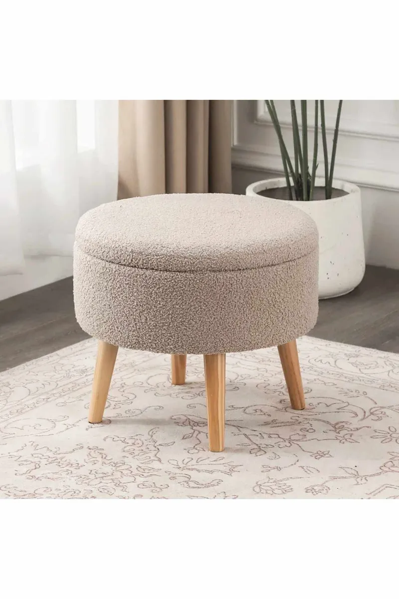 Puff med oppbevaring Atelier Del Sofa Berlin Wellsoft (Ø45 x H44 cm) Beige - Møbler - Stoler - Krakk - Puff