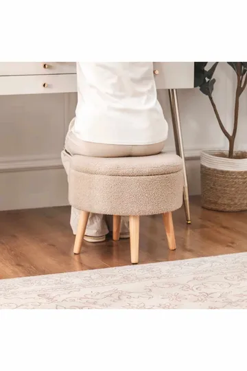 Puff med oppbevaring Atelier Del Sofa Berlin Wellsoft (Ø45 x H44 cm) Beige - Møbler - Stoler - Krakk - Puff