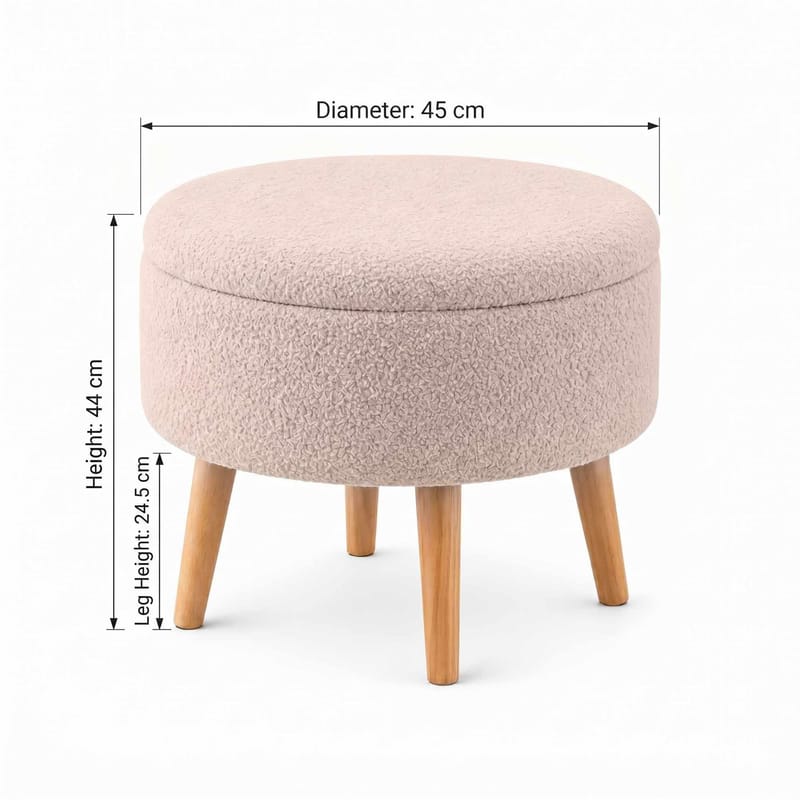 Puff med oppbevaring Atelier Del Sofa Berlin Wellsoft (Ø45 x H44 cm) Beige - Møbler - Stoler - Krakk - Puff