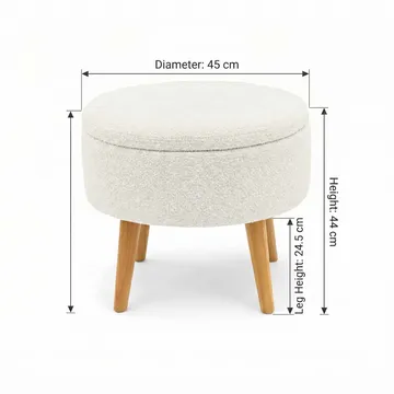 Puff med oppbevaring Atelier Del Sofa Berlin Wellsoft (Ø45 x H44 cm) Hvit - Møbler - Stoler - Krakk - Puff
