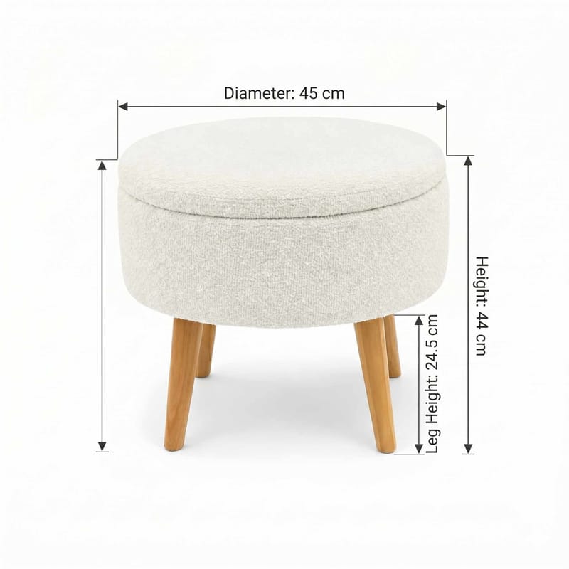 Puff med oppbevaring Atelier Del Sofa Berlin Wellsoft (Ø45 x H44 cm) Hvit - Møbler - Stoler - Krakk - Puff