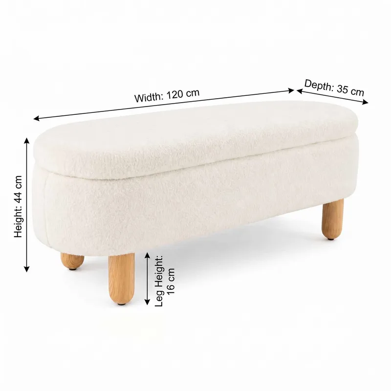 Puff med oppbevaring Atelier Del Sofa Bohem (120 x 44 x 35 cm) Hvit - Møbler - Stoler - Krakk - Puff