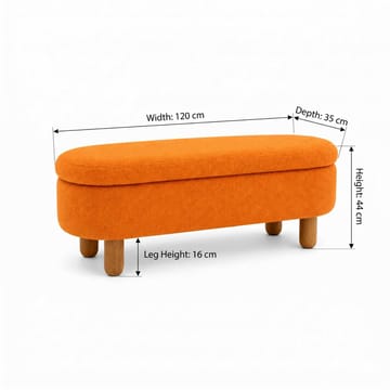 Puff med oppbevaring Atelier Del Sofa Bohem (120 x 44 x 35 cm) Oransje - Møbler - Stoler - Krakk - Puff