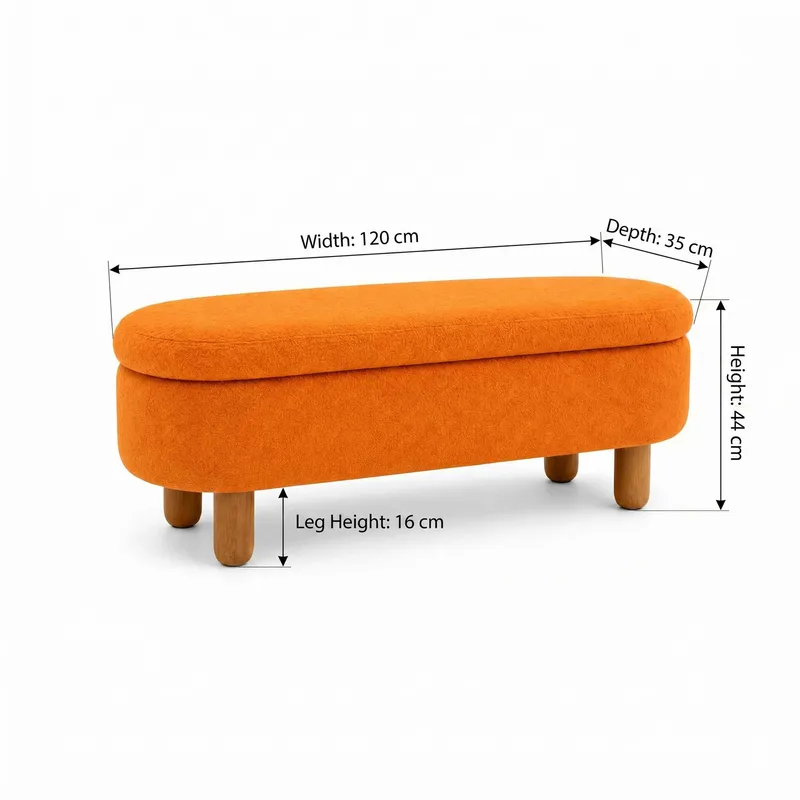Puff med oppbevaring Atelier Del Sofa Bohem (120 x 44 x 35 cm) Oransje - Møbler - Stoler - Krakk - Puff