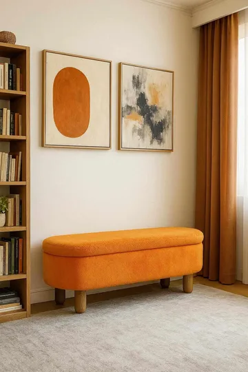 Puff med oppbevaring Atelier Del Sofa Bohem (120 x 44 x 35 cm) Oransje - Møbler - Stoler - Krakk - Puff