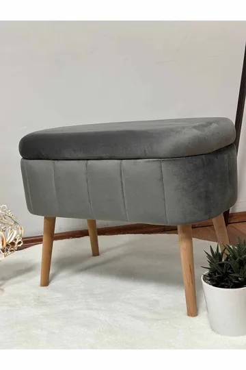 Puff med oppbevaring Atelier Del Sofa Mini Oslo (60 x 46 x 35 cm) Antrasitt - Møbler - Stoler - Krakk - Puff