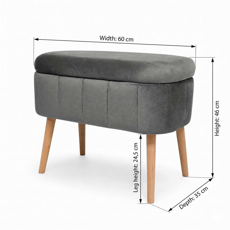 Puff med oppbevaring Atelier Del Sofa Mini Oslo (60 x 46 x 35 cm) Antrasitt - Møbler - Stoler - Krakk - Puff