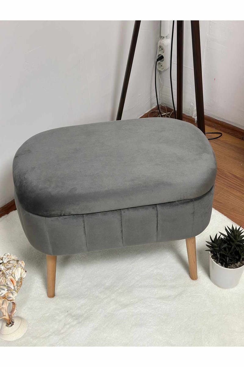 Puff med oppbevaring Atelier Del Sofa Mini Oslo (60 x 46 x 35 cm) Antrasitt - Møbler - Stoler - Krakk - Puff