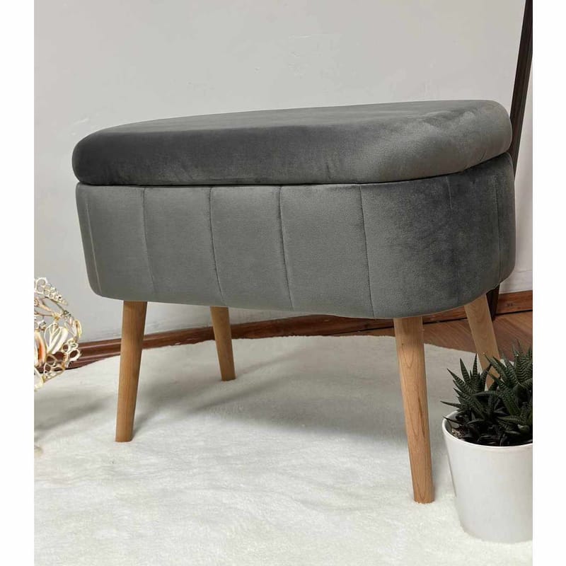 Puff med oppbevaring Atelier Del Sofa Mini Oslo (60 x 46 x 35 cm) Antrasitt - Møbler - Stoler - Krakk - Puff