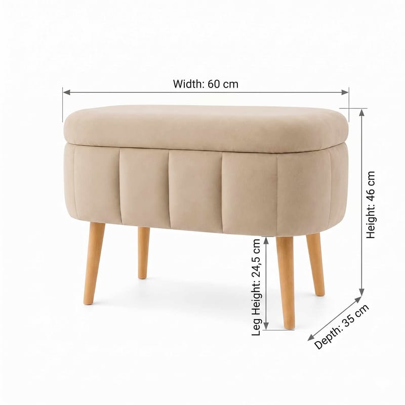 Puff med oppbevaring Atelier Del Sofa Mini Oslo (60 x 46 x 35 cm) Beige - Møbler - Stoler - Krakk - Puff
