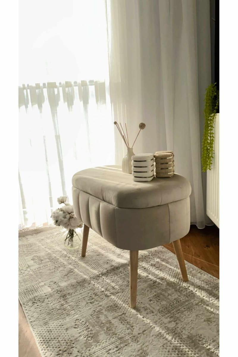 Puff med oppbevaring Atelier Del Sofa Mini Oslo (60 x 46 x 35 cm) Beige - Møbler - Stoler - Krakk - Puff