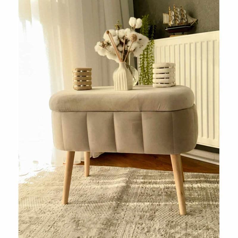 Puff med oppbevaring Atelier Del Sofa Mini Oslo (60 x 46 x 35 cm) Beige - Møbler - Stoler - Krakk - Puff