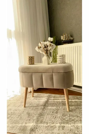 Puff med oppbevaring Atelier Del Sofa Mini Oslo (60 x 46 x 35 cm) Beige - Møbler - Stoler - Krakk - Puff
