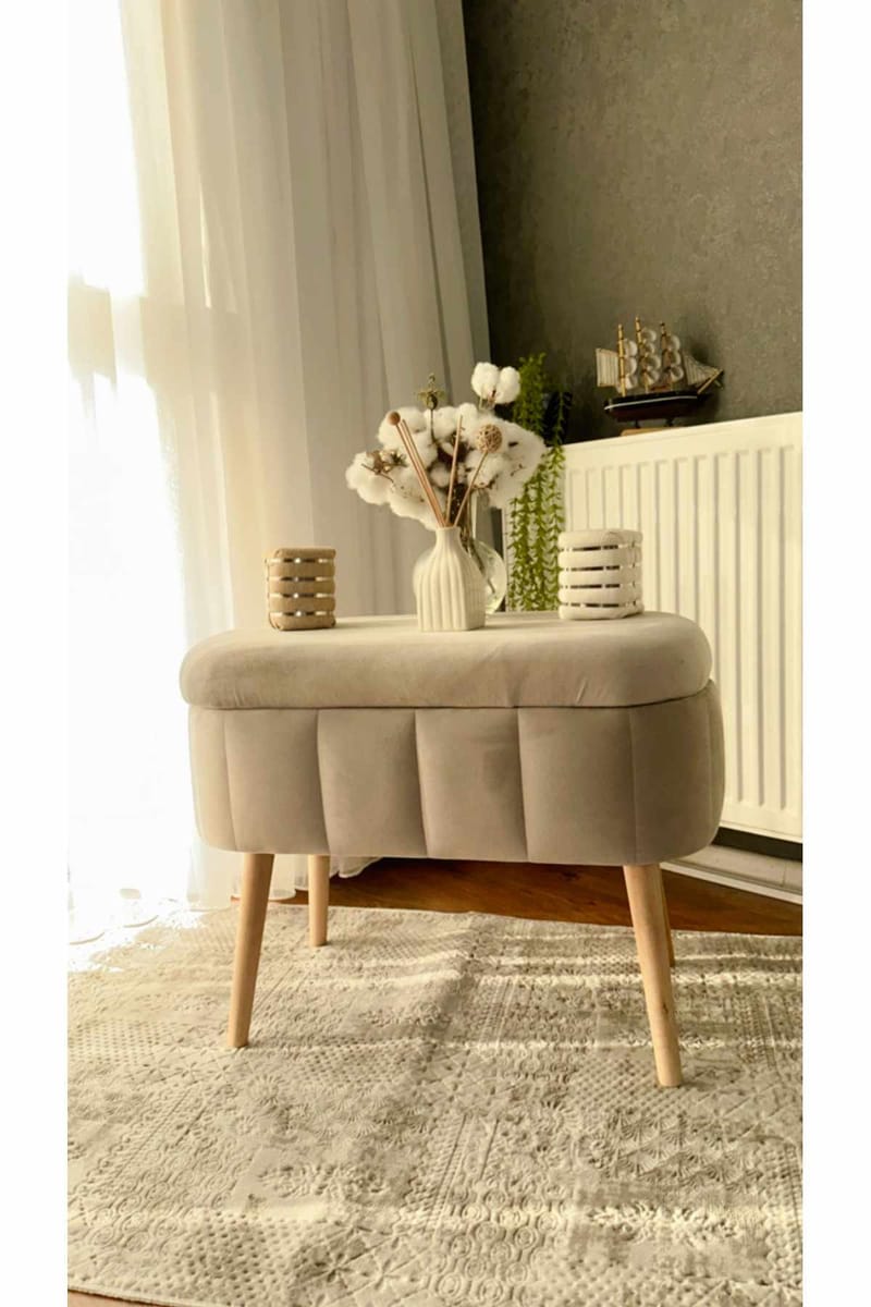 Puff med oppbevaring Atelier Del Sofa Mini Oslo (60 x 46 x 35 cm) Beige - Møbler - Stoler - Krakk - Puff