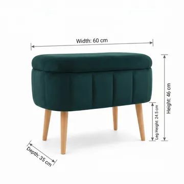 Puff med oppbevaring Atelier Del Sofa Mini Oslo (60 x 46 x 35 cm) Emerald - Møbler - Stoler - Krakk - Puff