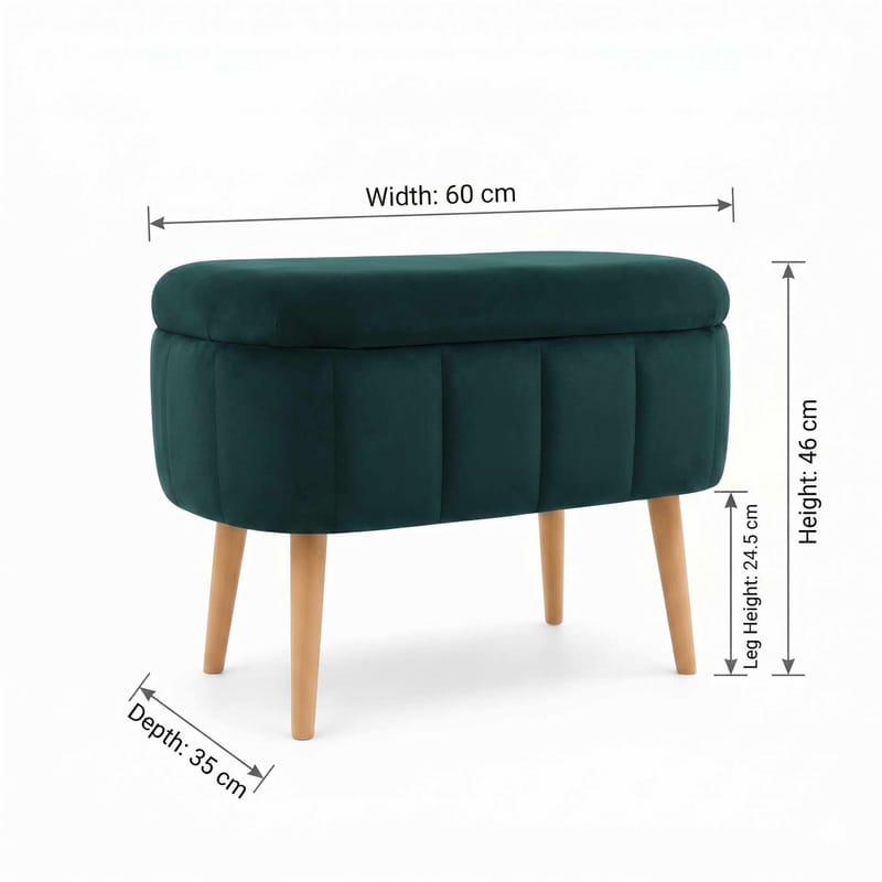 Puff med oppbevaring Atelier Del Sofa Mini Oslo (60 x 46 x 35 cm) Emerald - Møbler - Stoler - Krakk - Puff