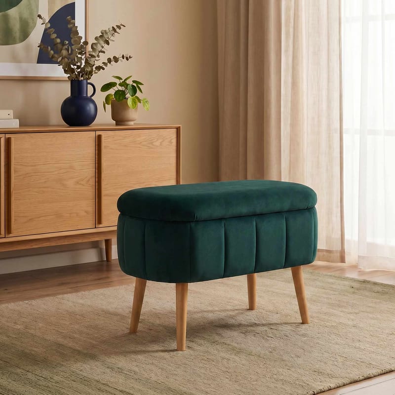 Puff med oppbevaring Atelier Del Sofa Mini Oslo (60 x 46 x 35 cm) Emerald - Møbler - Stoler - Krakk - Puff