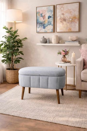 Puff med oppbevaring Atelier Del Sofa Mini Oslo (60 x 46 x 35 cm) Grå - Møbler - Stoler - Krakk - Puff