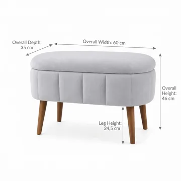 Puff med oppbevaring Atelier Del Sofa Mini Oslo (60 x 46 x 35 cm) Grå - Møbler - Stoler - Krakk - Puff