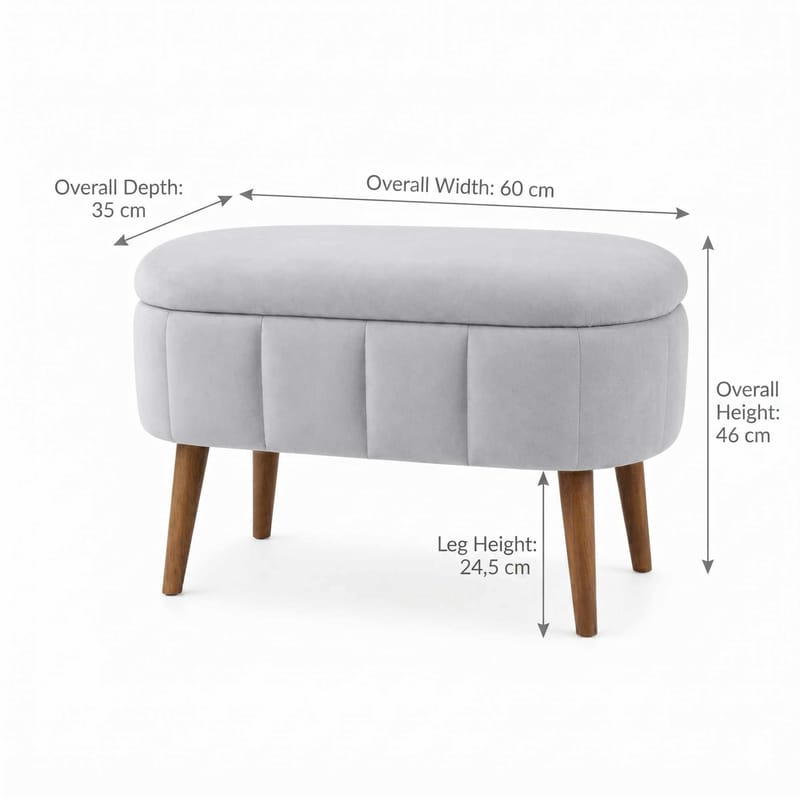 Puff med oppbevaring Atelier Del Sofa Mini Oslo (60 x 46 x 35 cm) Grå - Møbler - Stoler - Krakk - Puff
