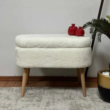 Puff med oppbevaring Atelier Del Sofa Mini Oslo (60 x 46 x 35 cm) Hvit - Møbler - Stoler - Krakk - Puff