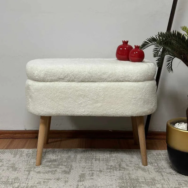 Puff med oppbevaring Atelier Del Sofa Mini Oslo (60 x 46 x 35 cm) Hvit - Møbler - Stoler - Krakk - Puff