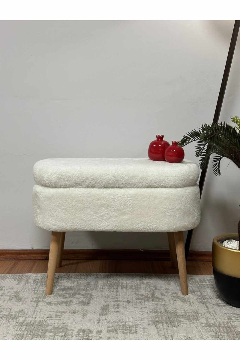 Puff med oppbevaring Atelier Del Sofa Mini Oslo (60 x 46 x 35 cm) Hvit - Møbler - Stoler - Krakk - Puff