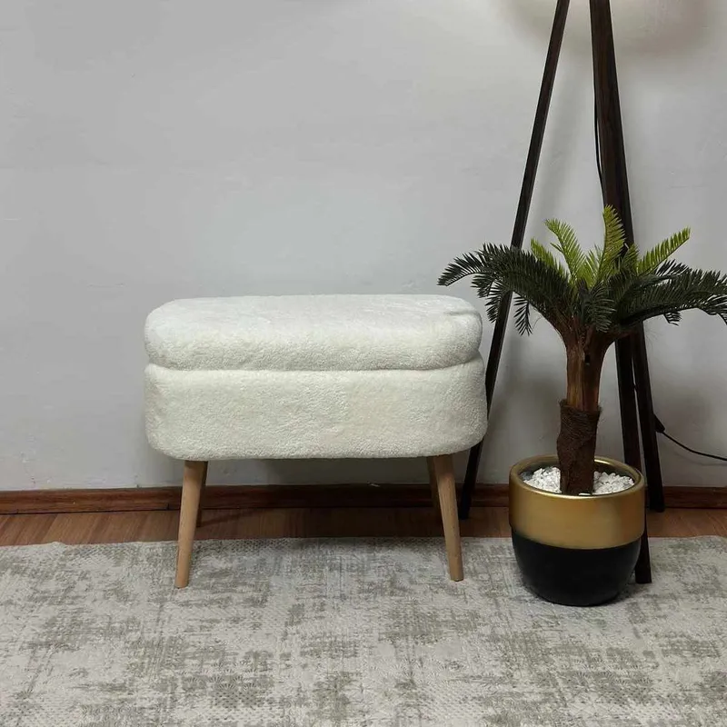 Puff med oppbevaring Atelier Del Sofa Mini Oslo (60 x 46 x 35 cm) Hvit - Møbler - Stoler - Krakk - Puff