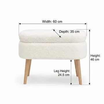 Puff med oppbevaring Atelier Del Sofa Mini Oslo (60 x 46 x 35 cm) Hvit - Møbler - Stoler - Krakk - Puff