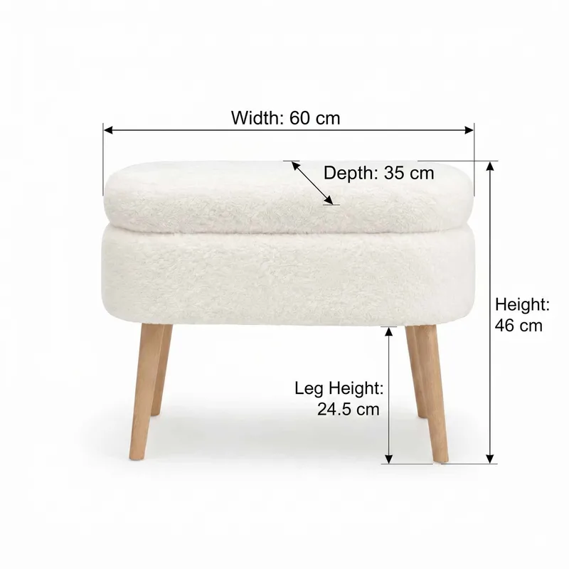 Puff med oppbevaring Atelier Del Sofa Mini Oslo (60 x 46 x 35 cm) Hvit - Møbler - Stoler - Krakk - Puff