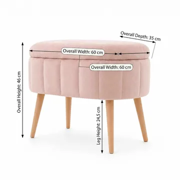 Puff med oppbevaring Atelier Del Sofa Mini Oslo (60 x 46 x 35 cm) Rosa - Møbler - Stoler - Krakk - Puff