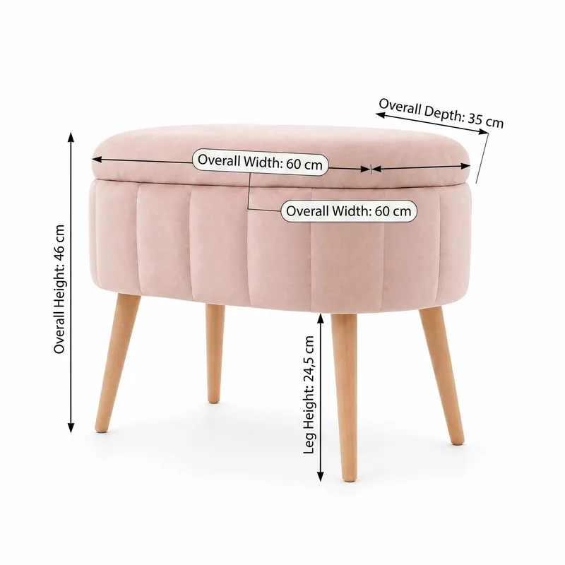 Puff med oppbevaring Atelier Del Sofa Mini Oslo (60 x 46 x 35 cm) Rosa - Møbler - Stoler - Krakk - Puff