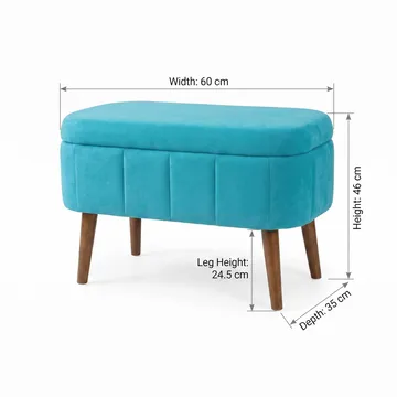 Puff med oppbevaring Atelier Del Sofa Mini Oslo (60 x 46 x 35 cm) Turkis - Møbler - Stoler - Krakk - Puff