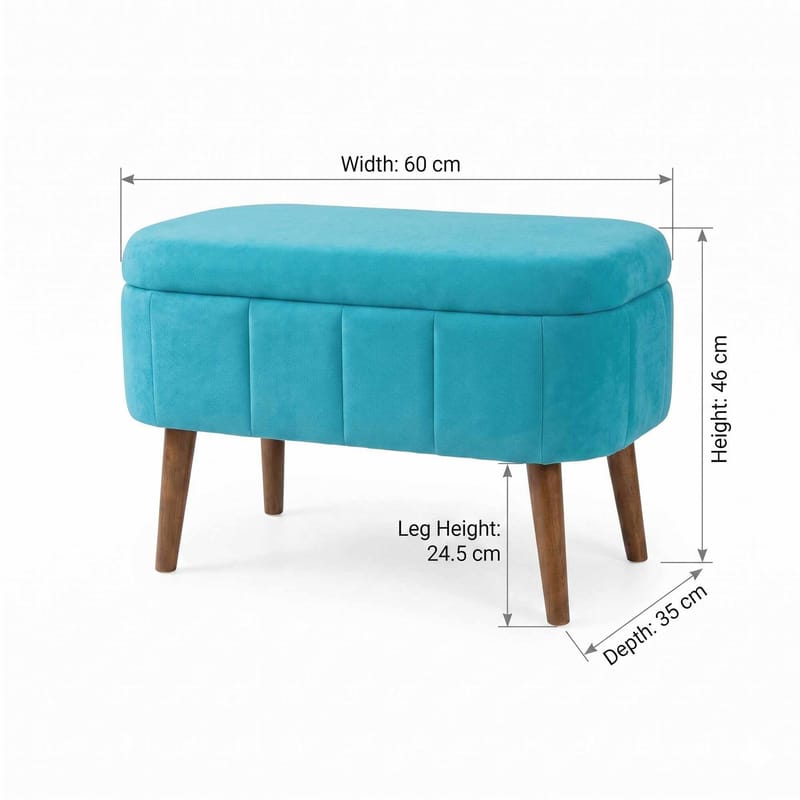 Puff med oppbevaring Atelier Del Sofa Mini Oslo (60 x 46 x 35 cm) Turkis - Møbler - Stoler - Krakk - Puff