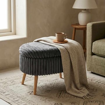 Puff med oppbevaring Atelier Del Sofa Mini Oslo Lin (60 x 46 x 35 cm) Antrasitt - Møbler - Stoler - Krakk - Puff